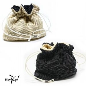 Vintage Reversible Black Ivory Beaded Purse Lee British Hong Kong - Hey Viv